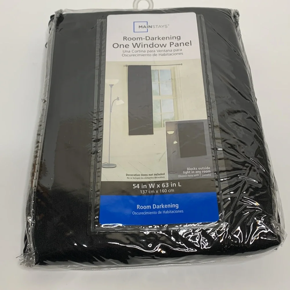 Mainstays | Room Darkening One Window Panel | Black Curtains | No Light Windows